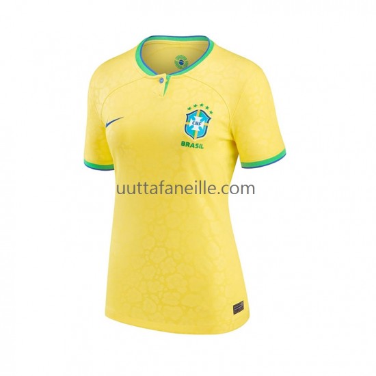 Jalkapallo Pelipaitoja Brasilia Nainen Kotipeliasu MM-kisat 2022 Lyhythihainen